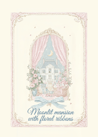Moonlit mansion with floral ribbons
