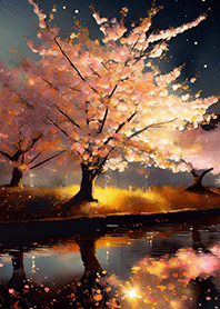 Beautiful night cherry blossoms#2915