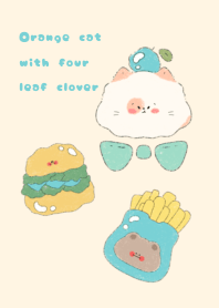 Orange cat with four leaf clover2