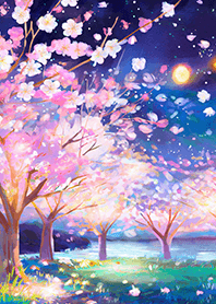 Beautiful night cherry blossoms#966