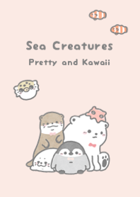 ゆるくて可愛い海の生きものたち ピンク