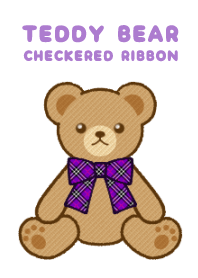 Teddy Bear[CHECKERED RIBBON/PURPLE]