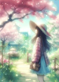 Pretty Girl and Cherry Blossom V.4