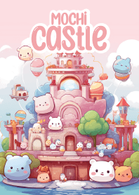 cute mochi in beautiful castle