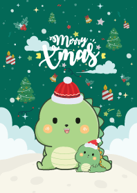 Dino Happy Christmas Day Dark Green