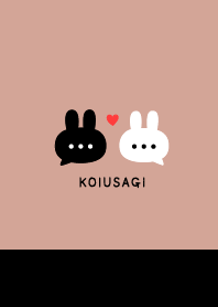 Pair Rabbet&Heart /  Peach Gray & Black