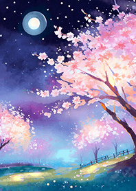 Beautiful night cherry blossoms#2457