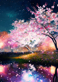 Beautiful night cherry blossoms#775