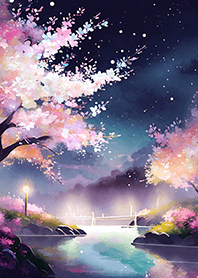 Beautiful night cherry blossoms#483