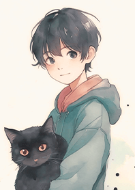 療癒生活-貓咪朋友 男孩與貓