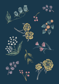 antique flower -navy blue- 2