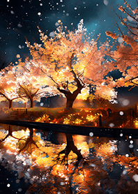 Beautiful night cherry blossoms#210