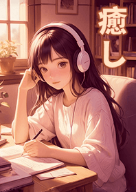 文藝生活-聽著音樂讀書的女孩5.2 粉紅色