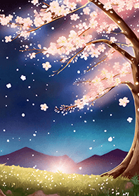 Beautiful night cherry blossoms#1385