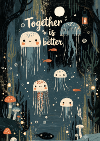 Magical glowing deep sea world