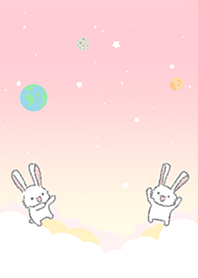 ウサギとピンクイエローの宇宙