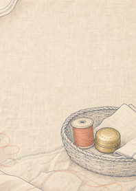 Indigo Sewing Basket Line Art