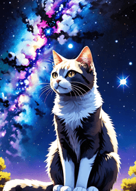 Night Moon Star Cat f21684