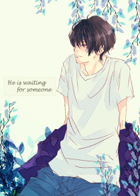 Dark-haired boy waiting for someone