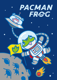 space pacman frog -blue