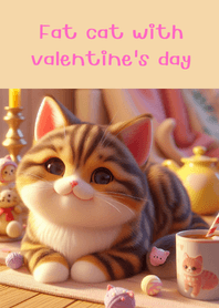 Fat  cat with valentine's day