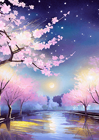 Beautiful night cherry blossoms#912
