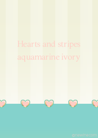 Hearts and stripes aquamarine ivory