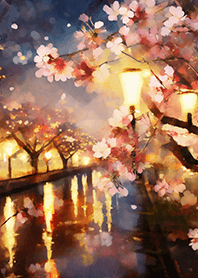 Beautiful night cherry blossoms#701