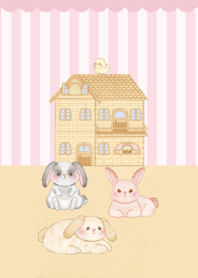 Cute Bunny & Sweet House (Pink)