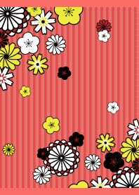 stylish flowers on red