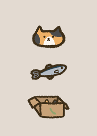 Calico Cat And Fish ( Right Black )