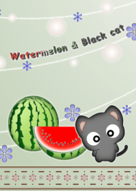すいかと黒ねこ #pop