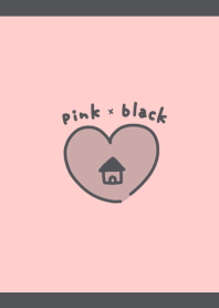 シンプルハートブラック×ピンク