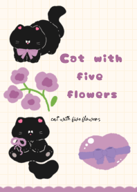 cat with five flowers2
