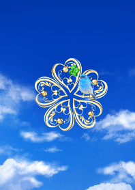 Lucky Clover & Blue Bird in the Blue Sky