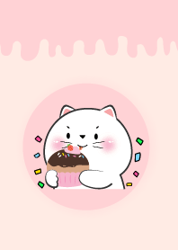 น้องแมวขาว กับขนมหวาน เรียบง่าย