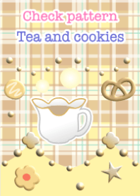チェック模様(紅茶とクッキー)