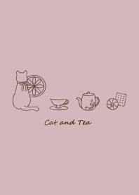 Cat and Tea -smoky pink-