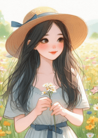 Good day with a field of flowers Anime