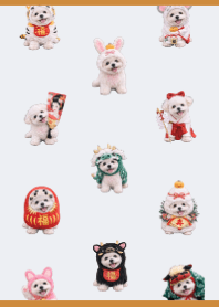 White Maltipoo Winter Theme Brown 04