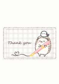 Hedgehog and Shimaenaga -letter- beige