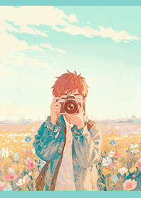 Photographer Boy and Flower Field 1H