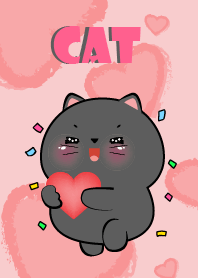Cute Pink Black Cat InLove Theme