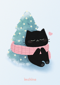 Cute cat and white Christmas