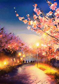 Beautiful night cherry blossoms#2829