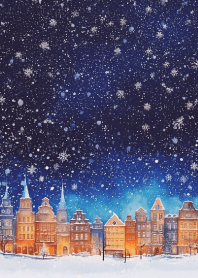 Snowing Town on pink & blue