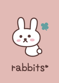 ふりむくうさぎ＊ピンク＊クローバー