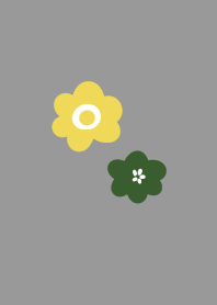 Gray. Yellow and green flowers.