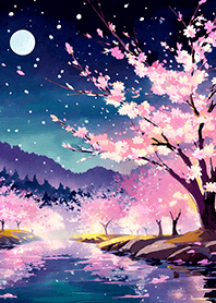 Beautiful night cherry blossoms#880