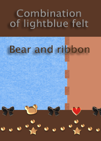 Combination of blue felt(Bear,ribbon)